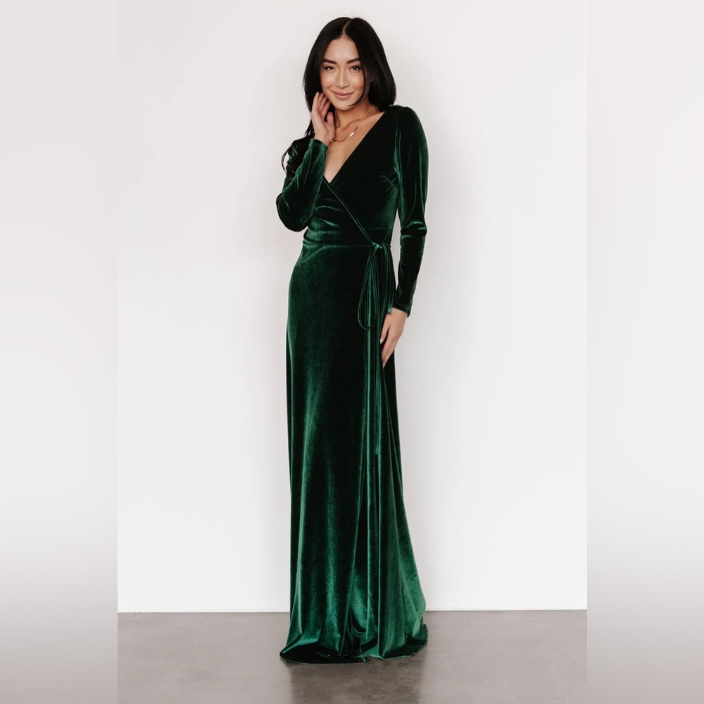 Baltic Born Esmerelda Velvet Wrap Maxi Dress in Forest